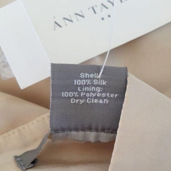 Ann Taylor Formal 100% Silk Lindsay Ankle Pants Metallic Tan Size 8 - Picture 9 of 11